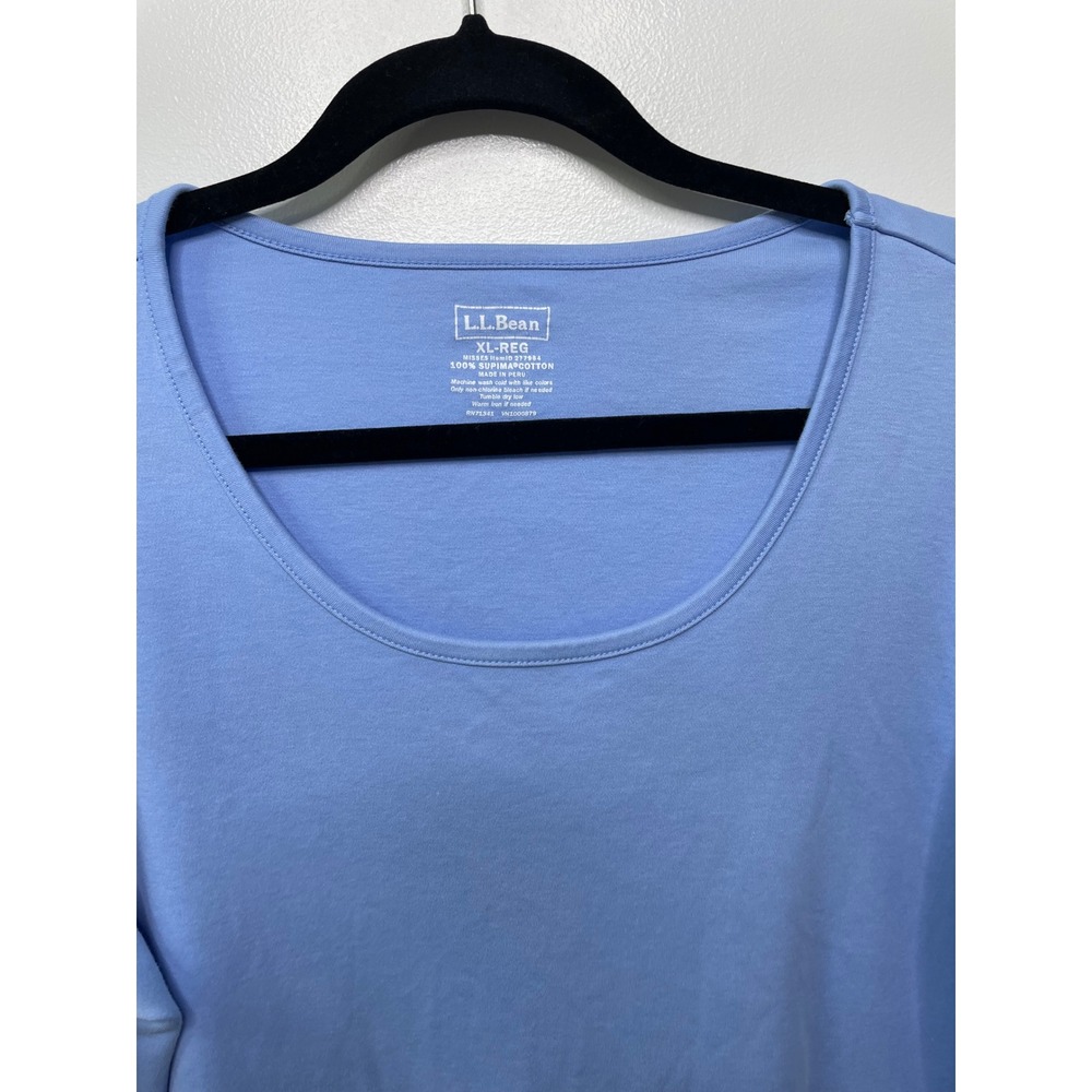 LL Bean Womens XL Regular Blue‎ Supima Cotton Scoop Neck T Shirt Layer Prep Gorp - Picture 2 of 9